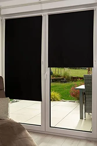 K-Home Thermorollo Verdunklungsrollo ohne Bohren Schwarz B50 x H150 cm