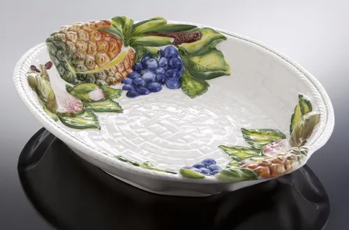 Bassano große wuchtige Obstschale Früchte Ananas italienische Keramik 48x37x7,5