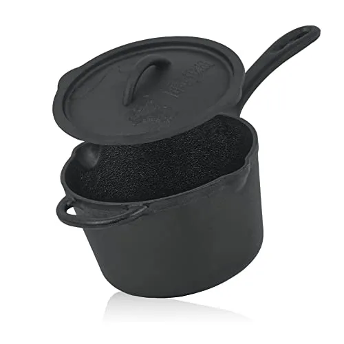 BBQ-Toro Gusseisen Stielkasserolle mit Deckel | 2 Liter | Schwarz