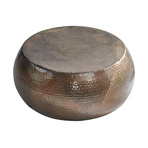 invicta INTERIOR Handgearbeiteter Couchtisch Orient 80cm – Kupfer im Hammerschlag Design - Eleganter runder Couchtisch in einzigartigem Kupferton mit handgefertigter Hammerschlag-Oberfläche. Jedes Stück ist ein Unikat und verleiht Ihrem Wohnraum einen besonderen Charme. Maße: 80 x 30 x 80 cm.