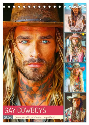 CALVENDO Wandkalender Gay Cowboys. Queerdos. Wild, schön und ungezähmt (Tischkalender 2026 D