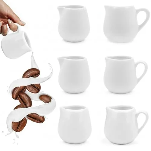Housoutil Porzellan Milchkännchen Mit Griff 50Ml 6Er Set Kleine Sauce Löffel Für Küche Kaffee Bar Praktisch