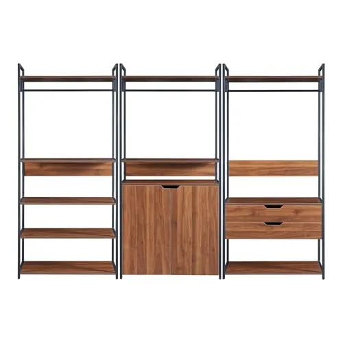 [en.casa] Garderobenständer 3er Set Larem - Garderobenständer Set mit Metallgestell, 1 Schrank, 2 Schubladen und 9 Ablagen - ideal für Ordnung in Flur und Ankleidezimmer, platzsparend und stabil.