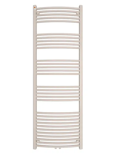 MERT Badheizkörper gebogen 600*1600 mm - Eleganter Badheizkörper in Verkehrsweiss RAL 9016, ideal für effiziente Wärme bei Zentral- und Elektroheizung. Inklusive Wandhalterungen und hohe Wärmeleistung.