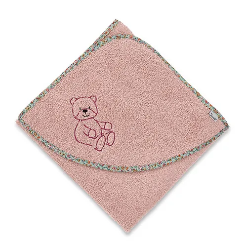Sterntaler Kapuzen-Badetuch Baylee, Rosa, 100 x 100 cm - Babybadetuch mit niedlichem Bären-Motiv und Kapuze, ideal nach dem Baden, aus saugfähigem Baumwollstoff für wohlige Wärme und schnelles Trocknen.