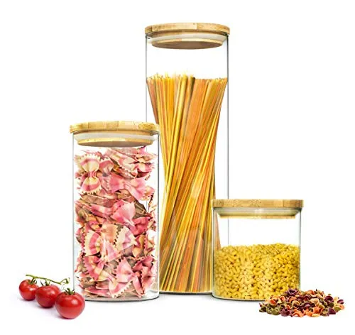 Sendez® 3 Vorratsdosen 2,2 + 1,3 + 0,6 Liter mit Deckel Vorratsbehälter Vorratsdose Vorratsglas Vorratsgläser