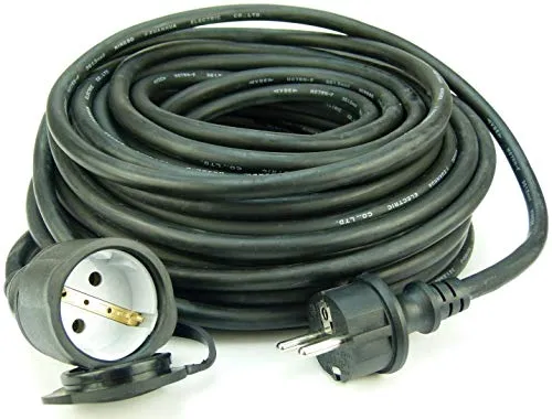 m Schuko Baustellen-Verlängerungskabel IP44 H07RN-F 3G1,5, schwarz (für den Außenbereich und den Einsatz auf Baustellen) (1, 25 m Verlängerungskabel IP 44) 1 x 25