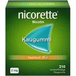 Nicorette Kaugummi 2mg Freshfruit - 210 Stück - Arzneimittel zur Raucherentwöhnung, rezeptfrei erhältlich und hilft effektiv beim Aufhören, mit frischem Fruchtgeschmack.