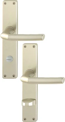 Hoppe Langschild-Garnitur 1117/202SP - Aluminium Türgriff - HOPPE Langschild-Garnitur aus Aluminium für Bad- und WC-Türen, mit wartungsfreien Gleitlagern und sichtbarer Befestigung. Ideal für langlebige Nutzung und einfache Montage.