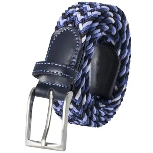 LINDENMANN Textil-Flechtgürtel Herren 35 mm Textilgürtel blau, Farbe/Color:blau, Size US/EU:Bundweite 110 cm Gesamtlänge 125 cm W 43.5 XL