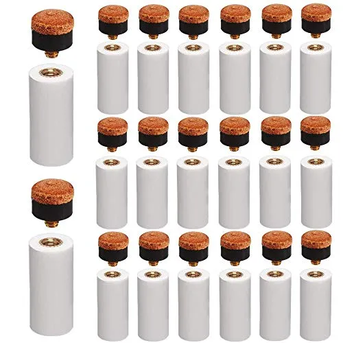 Amacoam Billard Queue Spitzen 20 Stück 12 mm Harte Billard Queue Spitzen Messing Schraub-ersatz Tipps mit Pool Queue Zwinge für Billardstöcke Snooker Pool Queues, Braun Spitzen Set Billard Zubehör