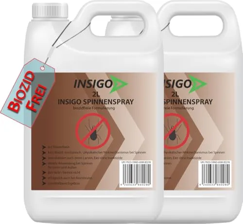 Biozidfreie Spinnen Abwehr 4L – INSIGO Spinnen Spray - Insekten- & Schädlingsbekämpfungssprays für den Innenbereich, sofortige Wirkung ohne Flecken – ideal für Wohnräume und Gewerbe, schützt zuverlässig vor Spinnen und deren Eiern.
