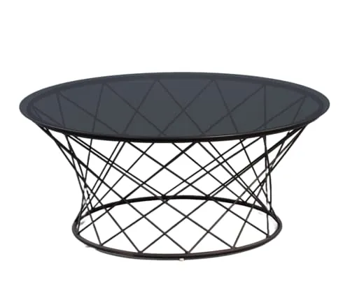 M2 Kollektion Noa Couchtisch, Schwarz, 80 x 80 cm - Wohnzimmertisch mit trendigem Design, aus robustem Metall und Sicherheitsglas, ideal kombinierbar mit Beistelltisch Laura.