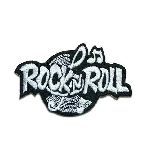 Aufnäher / Bügelbild - Rock N Roll Biker - schwarz - 9,4 x 5,9 cm - Patches Aufb