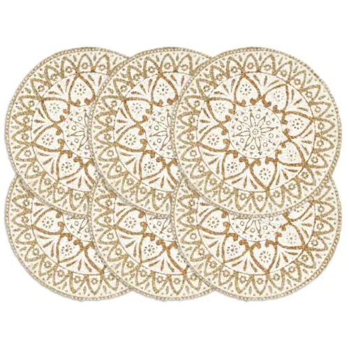 vidaXL Tischsets 6 Stk. Weiß 38 cm Rund Jute in weiß von vidaXL