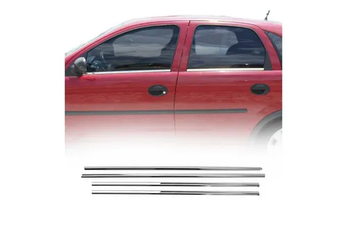 Fensterleisten Zierleisten für Opel Corsa C 2000-2006 – Edelstahl Chrom 4tlg - Hochwertige Fensterleisten für Opel Corsa C, rostbeständig und einfach zu installieren. Verleihen Sie Ihrem Fahrzeug ein stilvolles Aussehen und schützen Sie die Fensterrahmen.