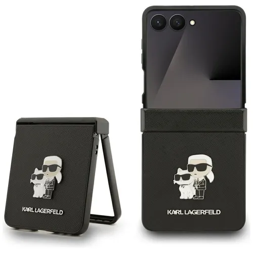 Karl Lagerfeld Samsung Z Flip 7 Book Hülle - Elegante Lederhülle - Taschen & Schutzhüllen, stilvolle Saffiano-Lederhülle mit Karl Lagerfeld Logo, idealer Schutz für dein Samsung Galaxy Z Flip 7 und gleichzeitig ein modisches Accessoire.