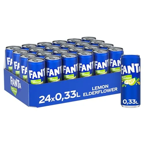 Fanta Lemon & Elderflower, Softdrink mit Zucker, 24 x 330 ml Dosen