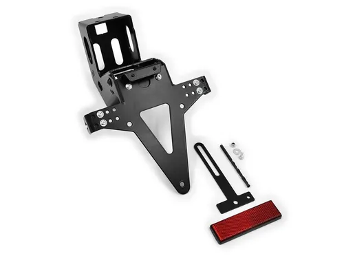 ZIEGER Kennzeichenhalter Classic Complete für Aprilia SMV 750 Dorsoduro - Motorradzubehör mit modellspezifischer Adapterplatte und E-geprüfter Kennzeichenbeleuchtung für optimale Sichtbarkeit und Sicherheit.