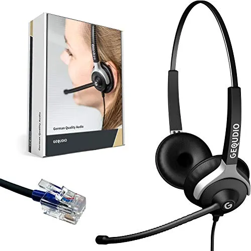GEQUDIO Headset für Cisco Telefon - Leichtes 80g Design - Headset für Cisco Telefon, extrem leicht mit 80g für hohen Tragekomfort. Flexibles Anschlusskabel und Ersatzpolster inklusive, ideal für den ganzen Tag im Büro.
