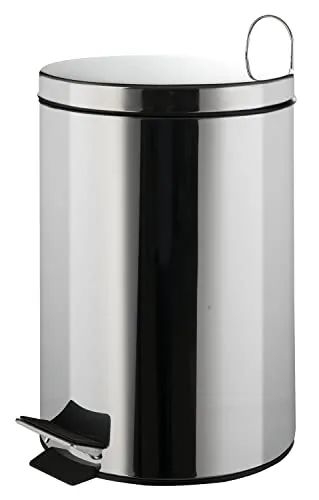 Home4You Treteimer Abfalleimer Kosmetikeimer | Edelstahl glänzend - Eleganter 12 Liter Edelstahl Treteimer mit Tretmechanismus, ideal als Kosmetikeimer im Bad oder Abfalleimer in der Küche, für hygienisches und bequemes Entsorgen.