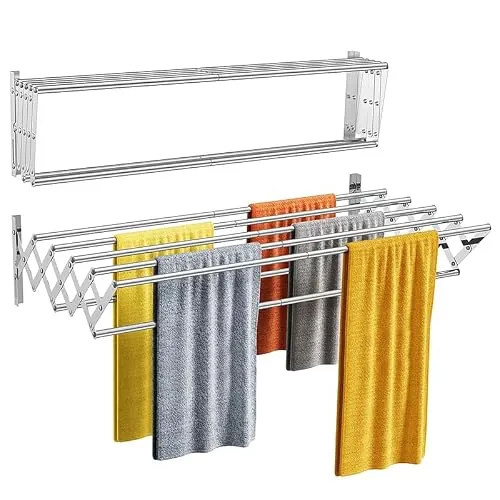 Wäscheständer Wandmontage Edelstahl – Ausziehbar & Klappbar