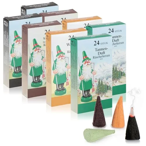 192x Räucherkerzen - Duftkegel in 4 weihnachtlichen Nuancen - Räucherstäbchen