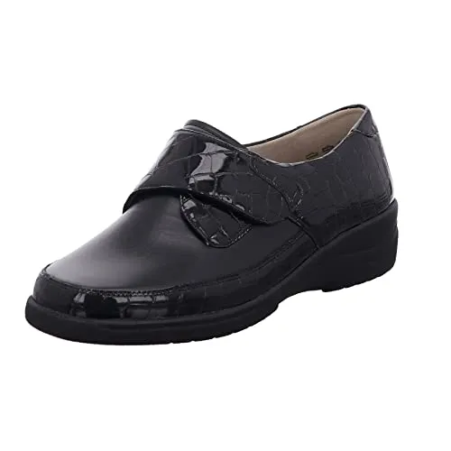SOLIDUS Komfort Slipper für Damen in Schwarz - Bequeme Wanderschuhe - Wanderschuhe aus 100% Glattleder, ideal für langen Tragekomfort und stilvolles Auftreten. Perfekt für aktive Damen, die Wert auf Qualität legen.