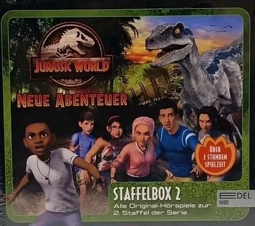 Edel:Kids Jurassic World - Neue Abenteuer Staffelbox 2 - Hörbuch für Kinder, spannende Geschichten aus der Jurassic World, ideal für kleine Dino-Fans und aufregende Abenteuer unterwegs.