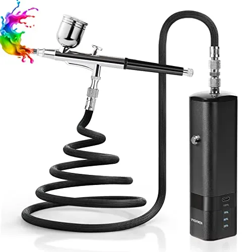 Airbrush-Set mit Kompressor, kabellose Luftbürsten zum Malen, tragbare Dual-Action-Mini-Handheld-Hochdruck-Luftbürstenpistole, Set für Modell, Nägel, Kuchendekoration, wiederaufladbar (schwarz)