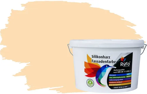 RyFo Colors Fassadenfarbe Silikonharz Fassadenfarbe Weißtöne, 1 L ca. 6 m², Wasserabweisend, diffusionsfähig, schützt vor Schmutz, Algen, Pilzen