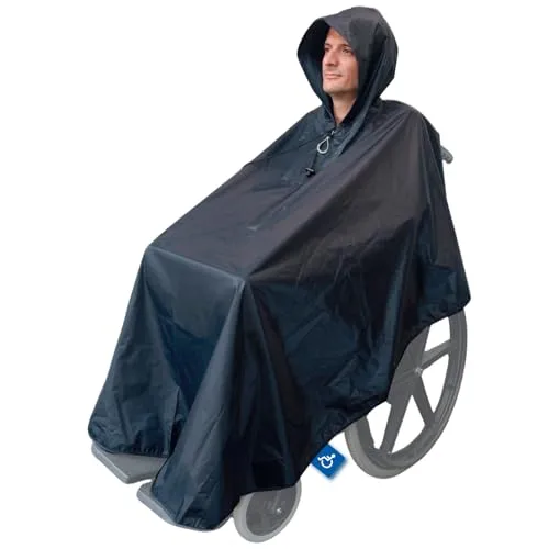 ActionCare Wasserdichter Rollstuhl-Poncho, Regenumhang für Erwachsene, Standard-Rollstuhl, Marineblau