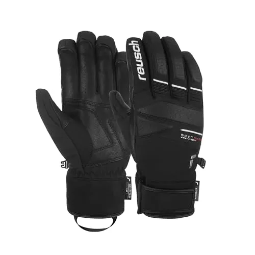 Reusch Herren Handschuh THUNDER R-TEX XT - Wasserdicht und Warm - Ski Bekleidung, dieser hochwertige Skihandschuh bietet optimale Wärme und Grip durch Ziegenleder-Handfläche – perfekt für anspruchsvolle Pistenabenteuer!