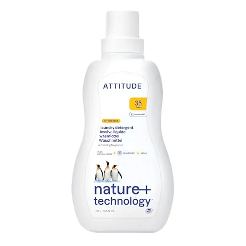 Produktbild ATTITUDE Liquid Laundry Detergent, EWG Verified Laundry Soap, HE Compatible, Vegan and Plant Based Products, Citrus Zest, 35 Loads, 1.05 Litres