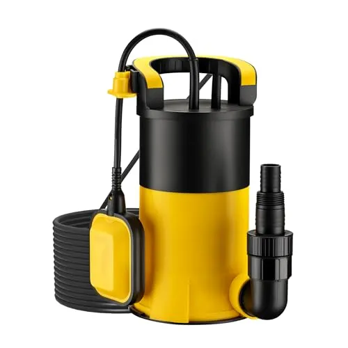 Wiltec Tauchpumpe mit Schwimmer 400 W - Wasserpumpen mit 400 W Leistung, flachsaugend bis 1 mm, ideal für Zisternen und Brunnen, ausgestattet mit einem integrierten Schwimmerschalter für automatischen Betrieb.