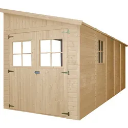 Timbela Holz-Gartenhaus, Beige - Geräteschuppen für den perfekten Outdoor-Schutz - Spielplätze - Robustes Holz-Gartenhaus aus nordischer Kiefer, wasserdichtes Dach und integrierte Fenster für optimale Aufbewahrung und Schutz Ihrer Gartenutensilien.