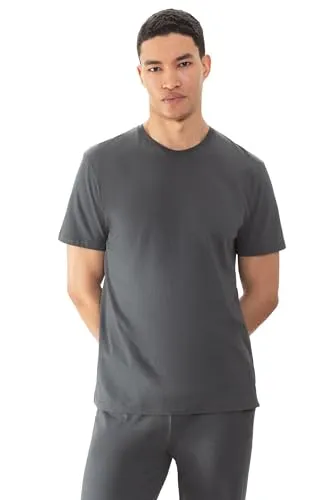 Mey Nachtwäsche Serie Neo Herren Homewear Shirt Thunder Grey L(L) - Bequemes Herren-Shirt mit legerer Passform und modernem Rundhalsausschnitt. Ideal für entspannte Outfits und vielseitig kombinierbar. Der luxuriöse Glanz des Materials sorgt für eine stilvolle Note.