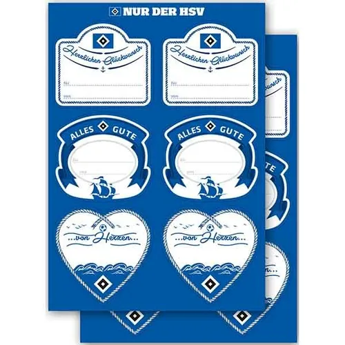 HSV Aufkleber Set Geschenketiketten Herzlichen Glückwunsch Alles Gute Fanartikel