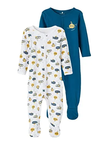 NAME IT Baby-Jungen NBMNIGHTSUIT 2P W/F Legion Blue - Nachhaltiger Schlafanzug Doppelpack für Baby-Jungen, ideal für einen gemütlichen Schlaf mit weichem Material.