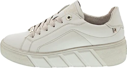 Rieker Sneaker beige|weiß 37 EU - Stylische Sneaker in Beige und Weiß, Größe 37, aus hochwertigem Leder mit bequemem Keilabsatz von 4 cm - perfekt für den Alltag!