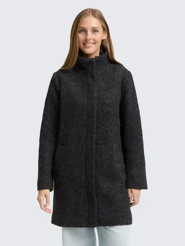 TOM TAILOR Denim Damen Mantel 1047539 - Funktionsjacke aus strukturiertem Bouclé mit weichem Wollanteil, ideal für Stil und Komfort. Nachhaltig aus recycelter Wolle, bietet der Mantel Bewegungsfreiheit durch 2-Wege-Reißverschluss und Schlitz.