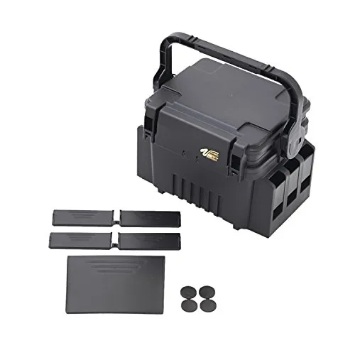 Meiho VS 7055 Tacklebox schwarz - Kunstköderbox für Spinnfischen & Meeresangeln, Maße: 31,3x23,3x22,2cm, Deckel als Tisch nutzbar, ideal für Angler, die Ordnung schätzen.