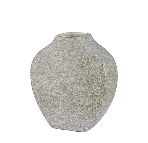 Fink Dekovase MINTA Vase - H.17,5cm - Porzellan - hellgrau - Wohnaccessoires (Blumenbehälter - Blumengefäß), Elegante Dekovase - Blumenvase & Ziervase für stilvolle Akzente
