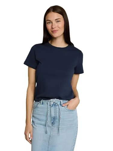 Tom Tailor Damen 1050424 T-Shirt, 10360-Real Navy Blue, X-Small