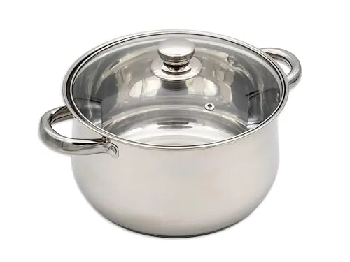 GRANA HOME Induktions-Kochtopf 24 cm – Edelstahl Bratentopf mit Glasdeckel & Dampfloch - Für Alle Herdarten (Induktion, Gas, Elektro, Ceran) - Spülmaschinen- & Backofenfest