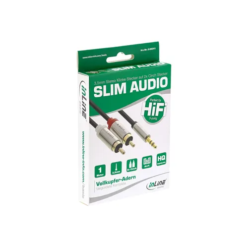 1m Audio Adapterkabel InLine® 3,5mm Klinke Stecker -> 2 x Cinch Stecker | Stereo