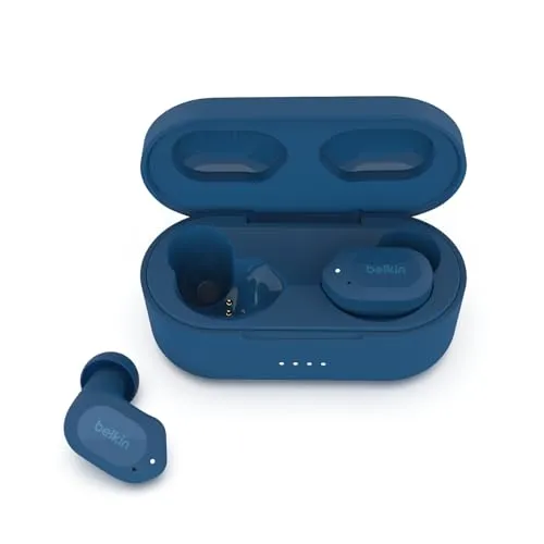 Belkin SOUNDFORM Play True Wireless In-Ear-Kopfhörer, 3 EQ-Voreinstellungen, schweiß-, spritzwasserfest, Schutzart IPX5, 38 Std. Betrieb für iPhone, Galaxy, Pixel usw. Blau, One Size, AUC005