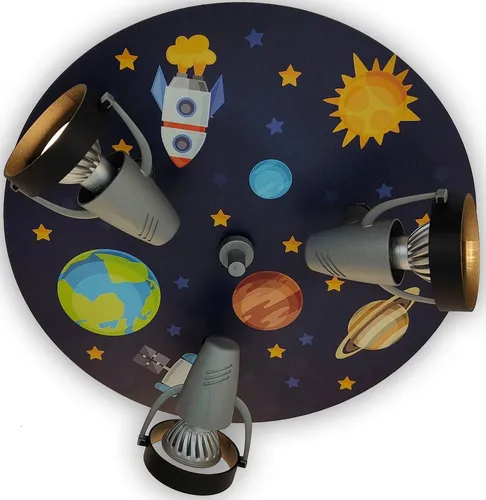 Strahler Weltall - Deckenleuchte Weltall – made in Germany, mit 3 beweglichen Strahlern aus hitzebeständigem Kunststoff für kreative Lichtgestaltung.