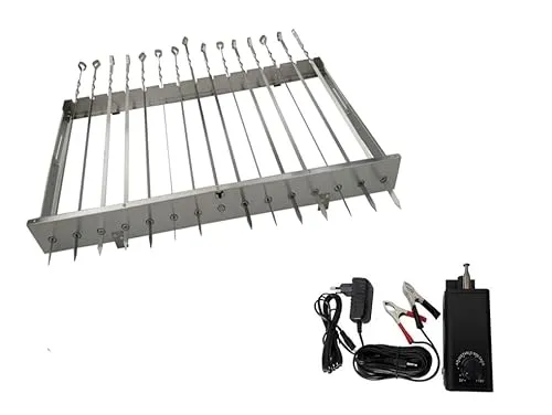 Neu walexo Spießdreher (universell), incl. 15 Edelstahlspieße mit verschiedenen Motoren (mit Motor 3-12V/10W (regelbar)