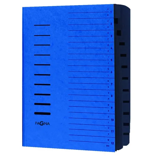 PAGNA Ordnungsmappe DIN A4 aus Karton 12 Fächer blau